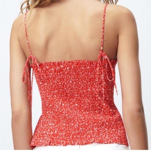 Zara Red and White Smocked Bustier Camisole - Picture 2 of 8